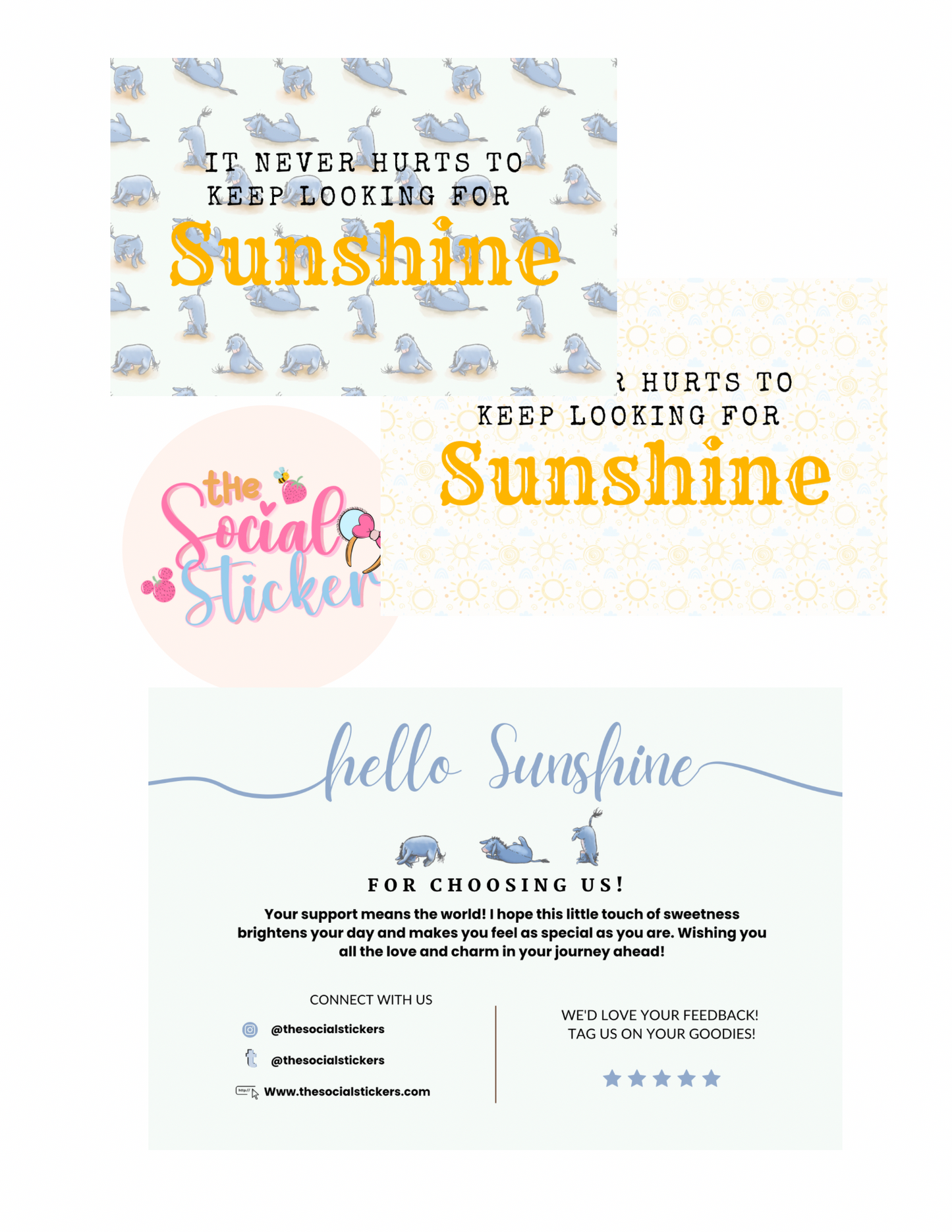 Sunshine Donkey Thank You Card