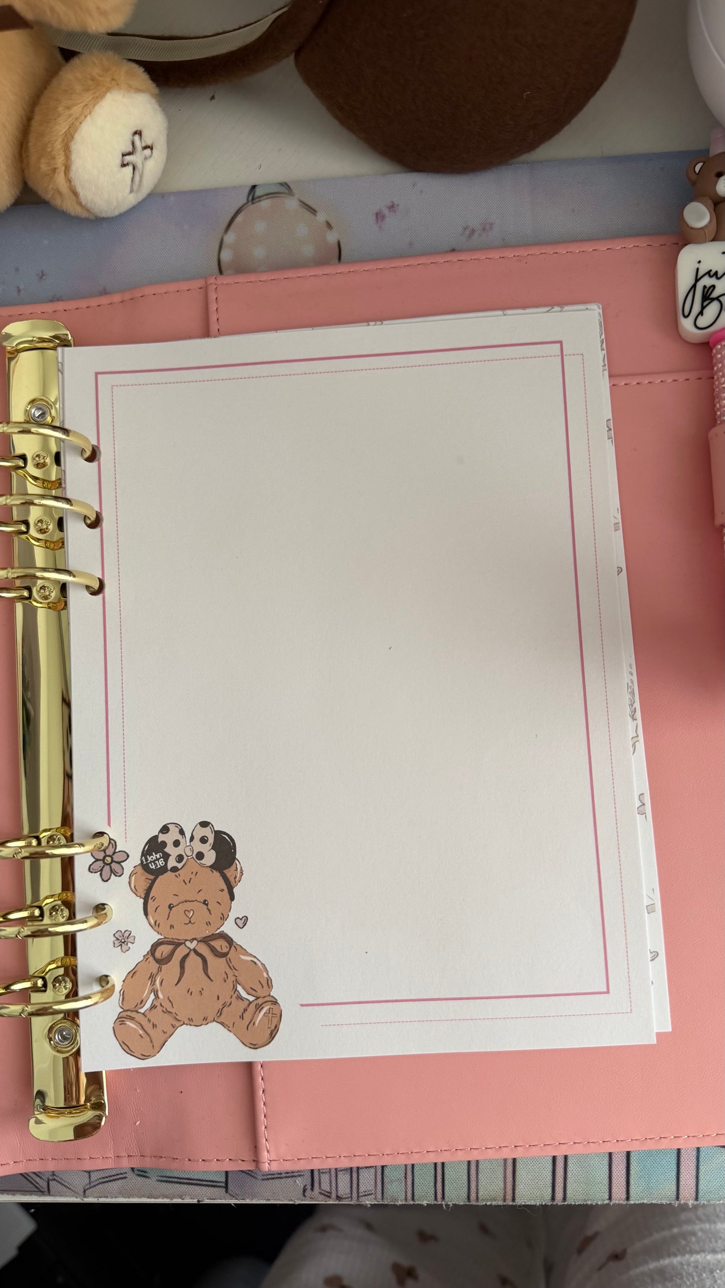 Planner Sweet faith bear notes Inserts