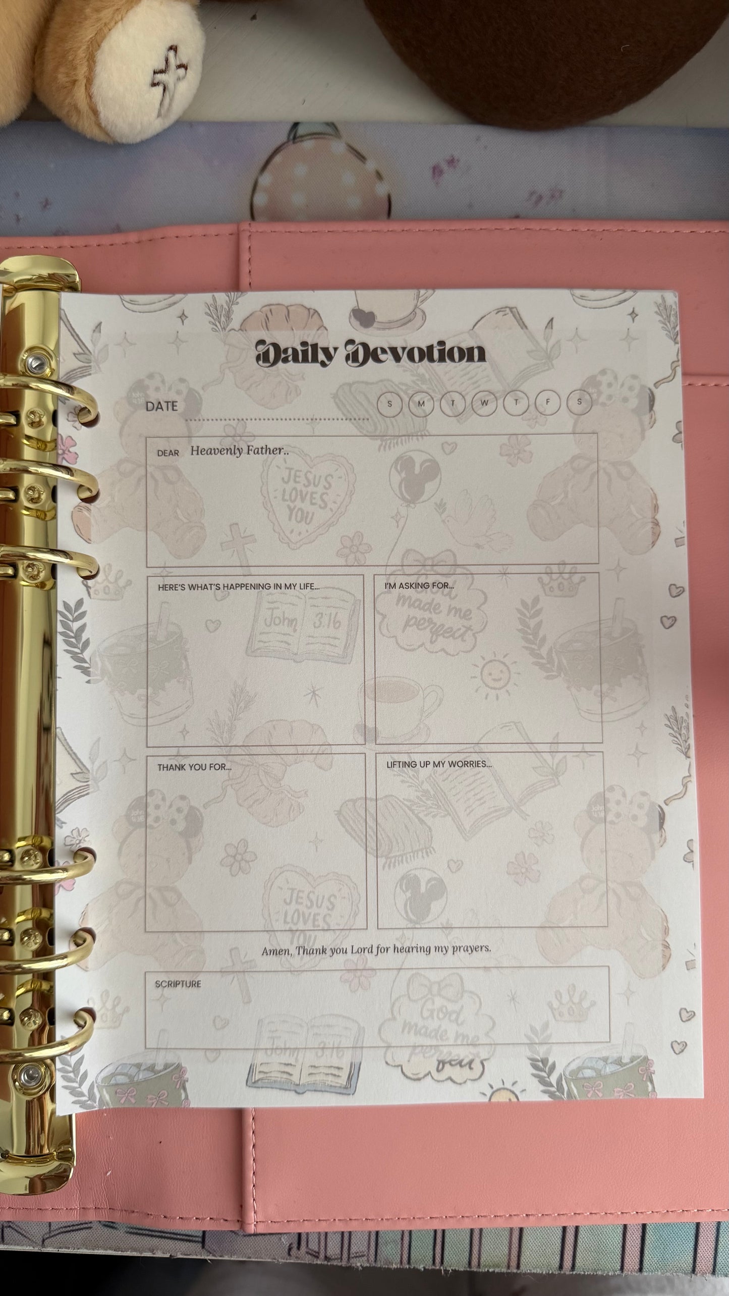 Planner Sweet faith Devotional notes Inserts