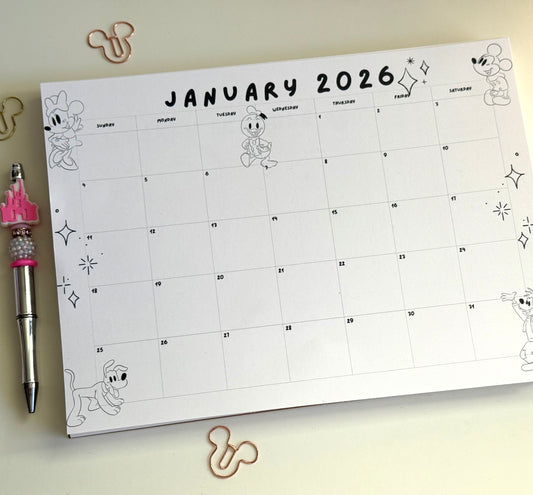 2026 Spiral Sketched Calendar Planner