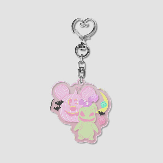 Spooky oogie pink keychain