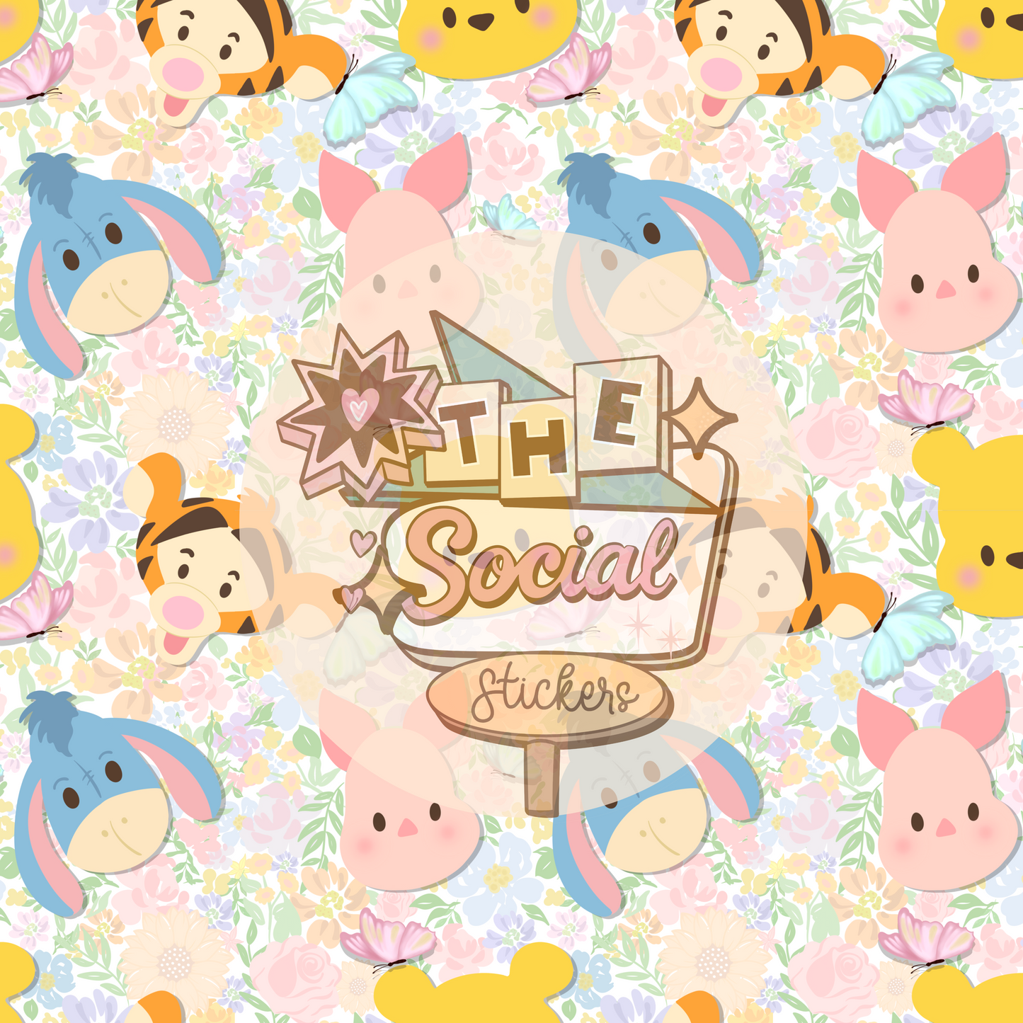 Honey friends floral seamless  Digital File