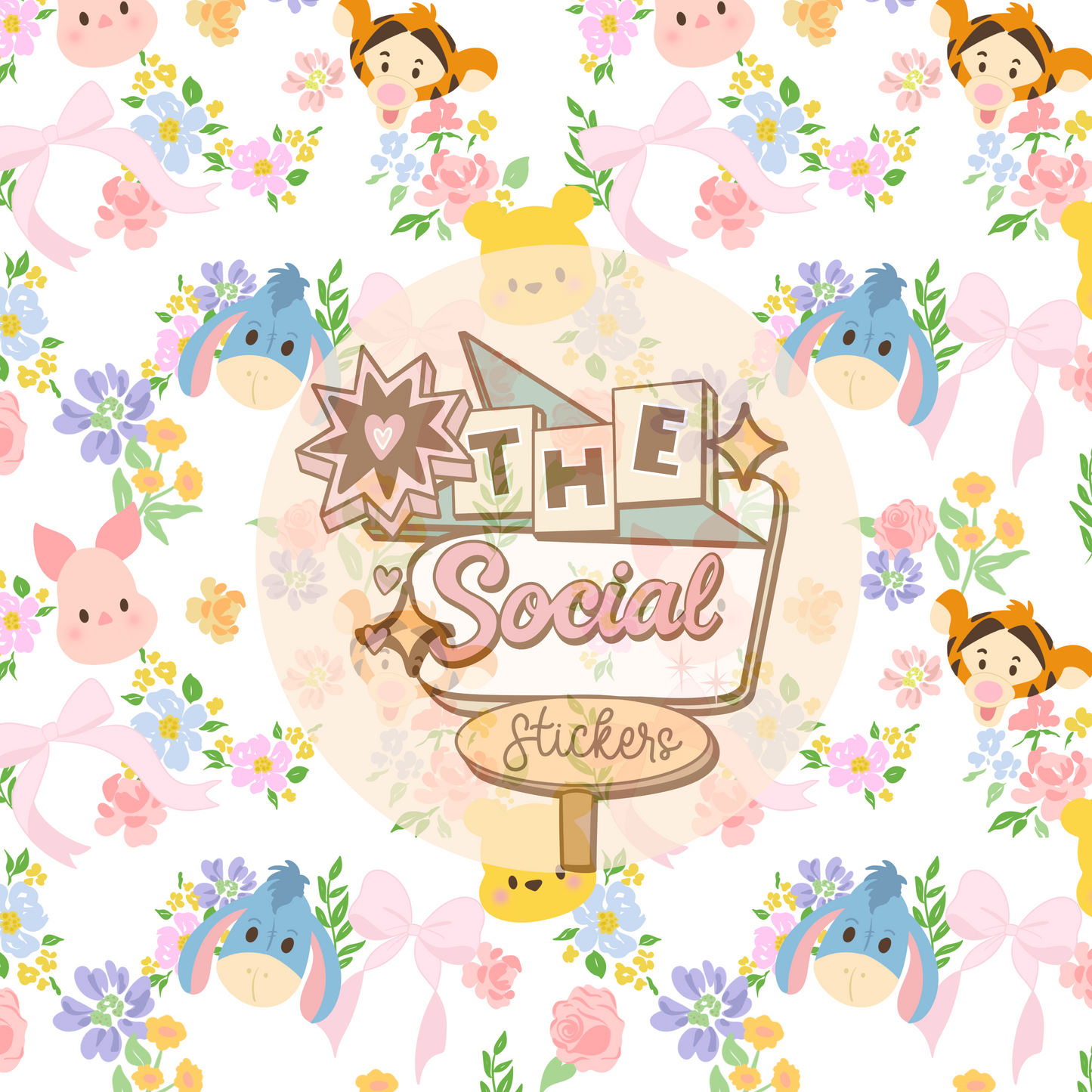 Honey friends floral seamless  Digital File