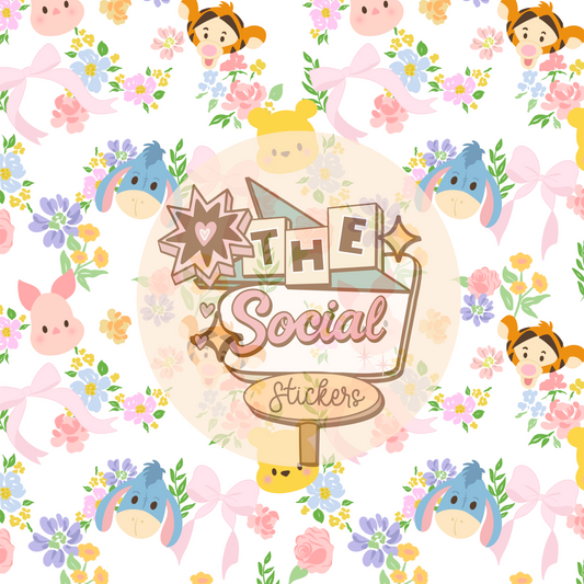 Honey friends floral seamless  Digital File