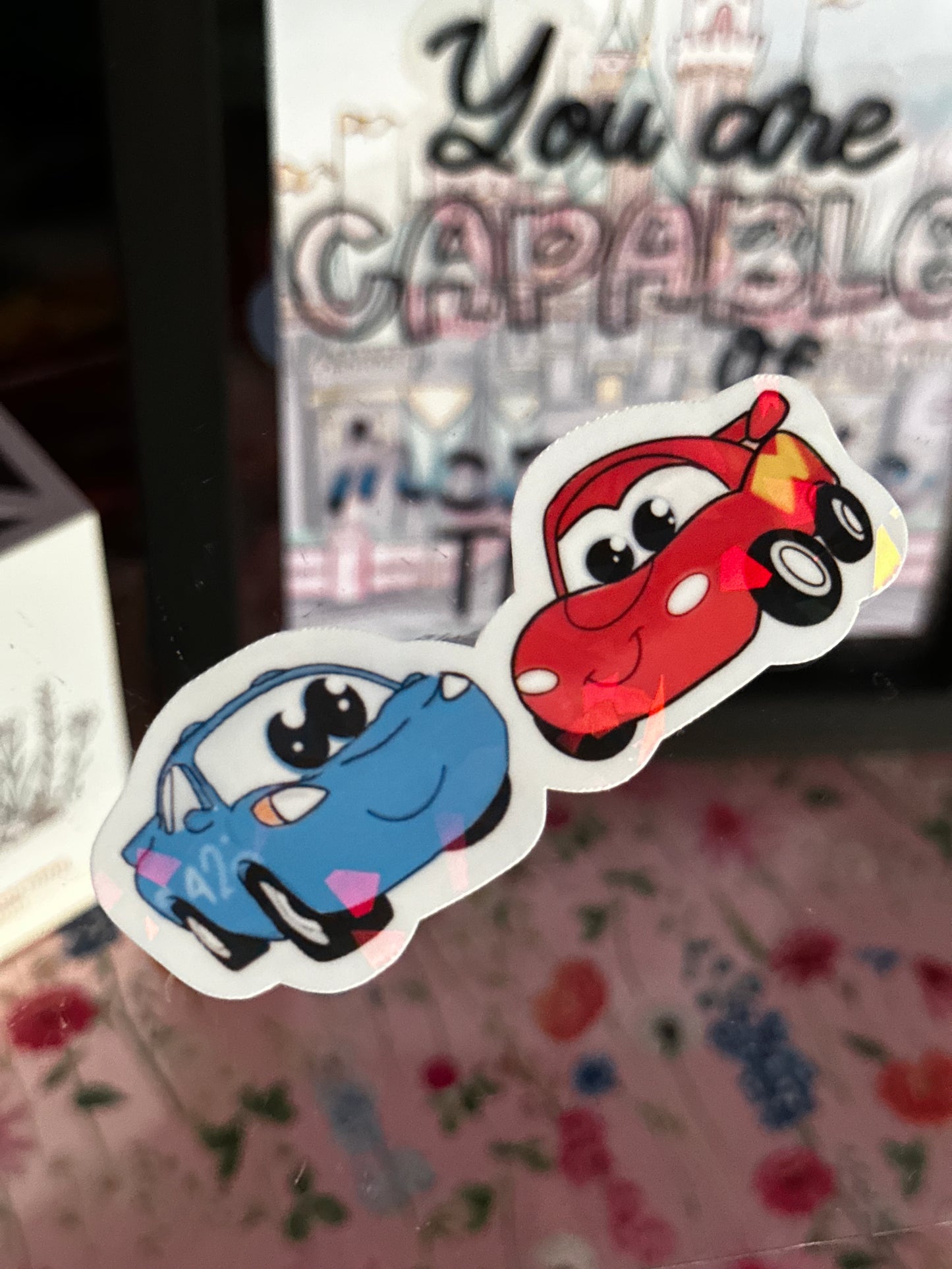 Cars Love Small dot Sparkle Vinyl Sticker